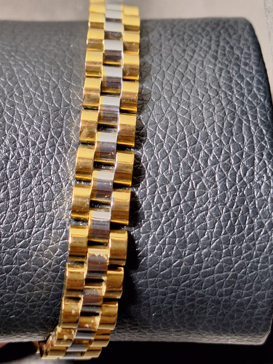 Gold & Silver Stainless Steel Bracelet For Men