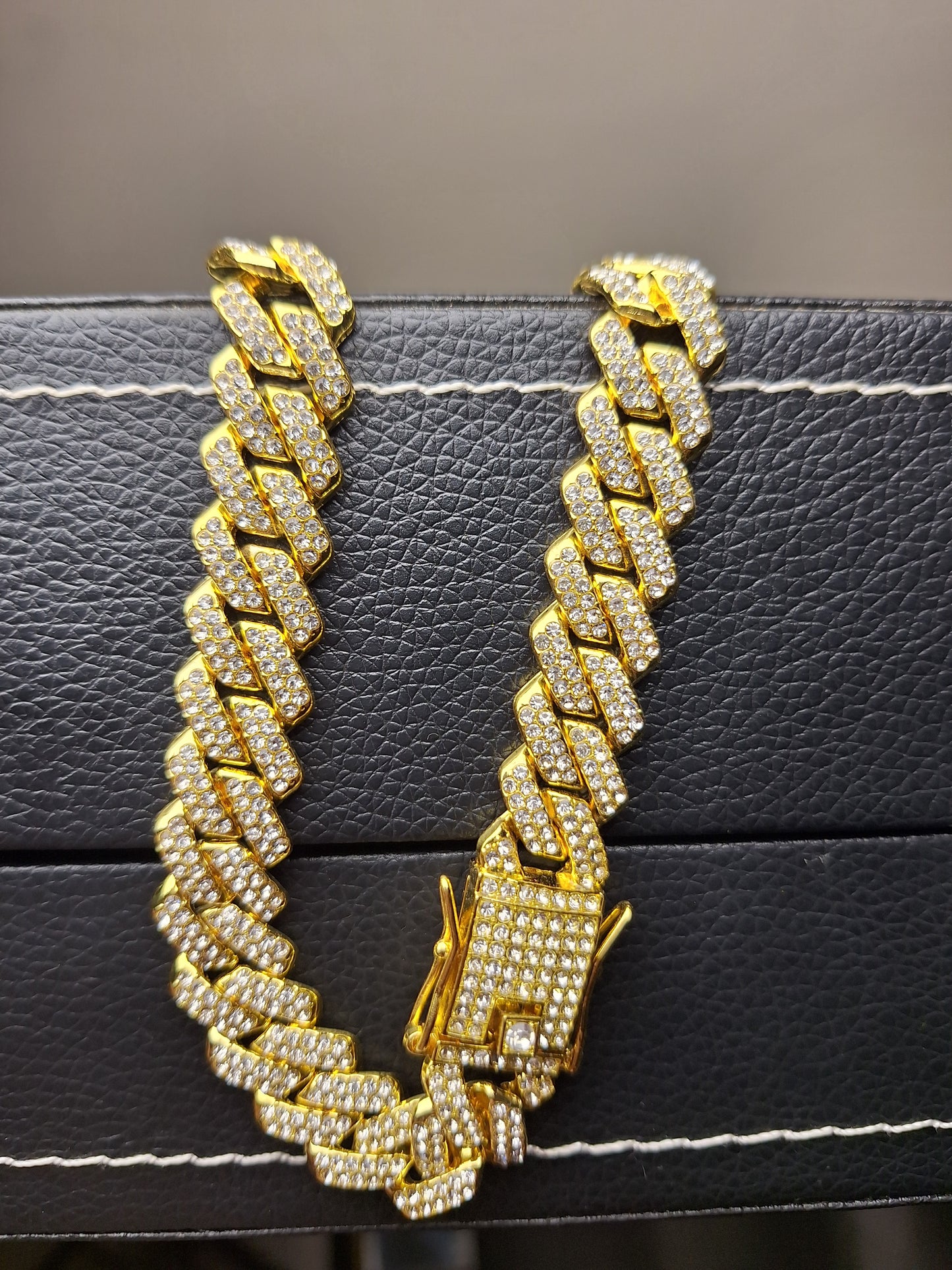 Golden Iced Out Miami Cuban Neck Chain
