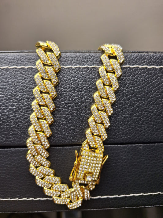 Golden Iced Out Miami Cuban Neck Chain