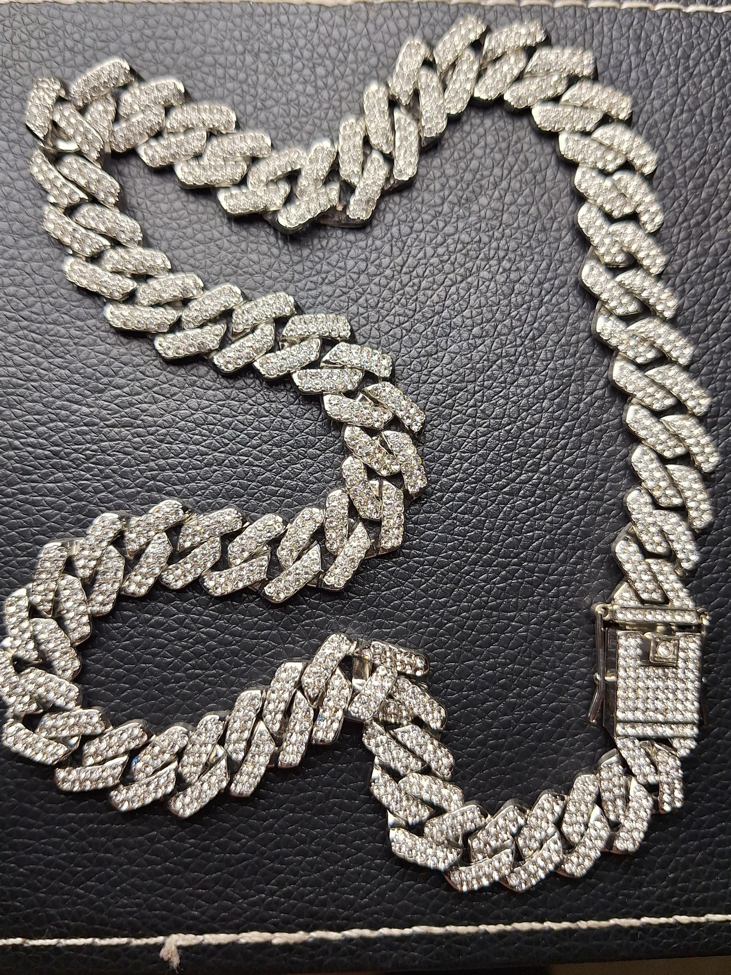 Silver Iced Out Miami Cuban Neck Chain