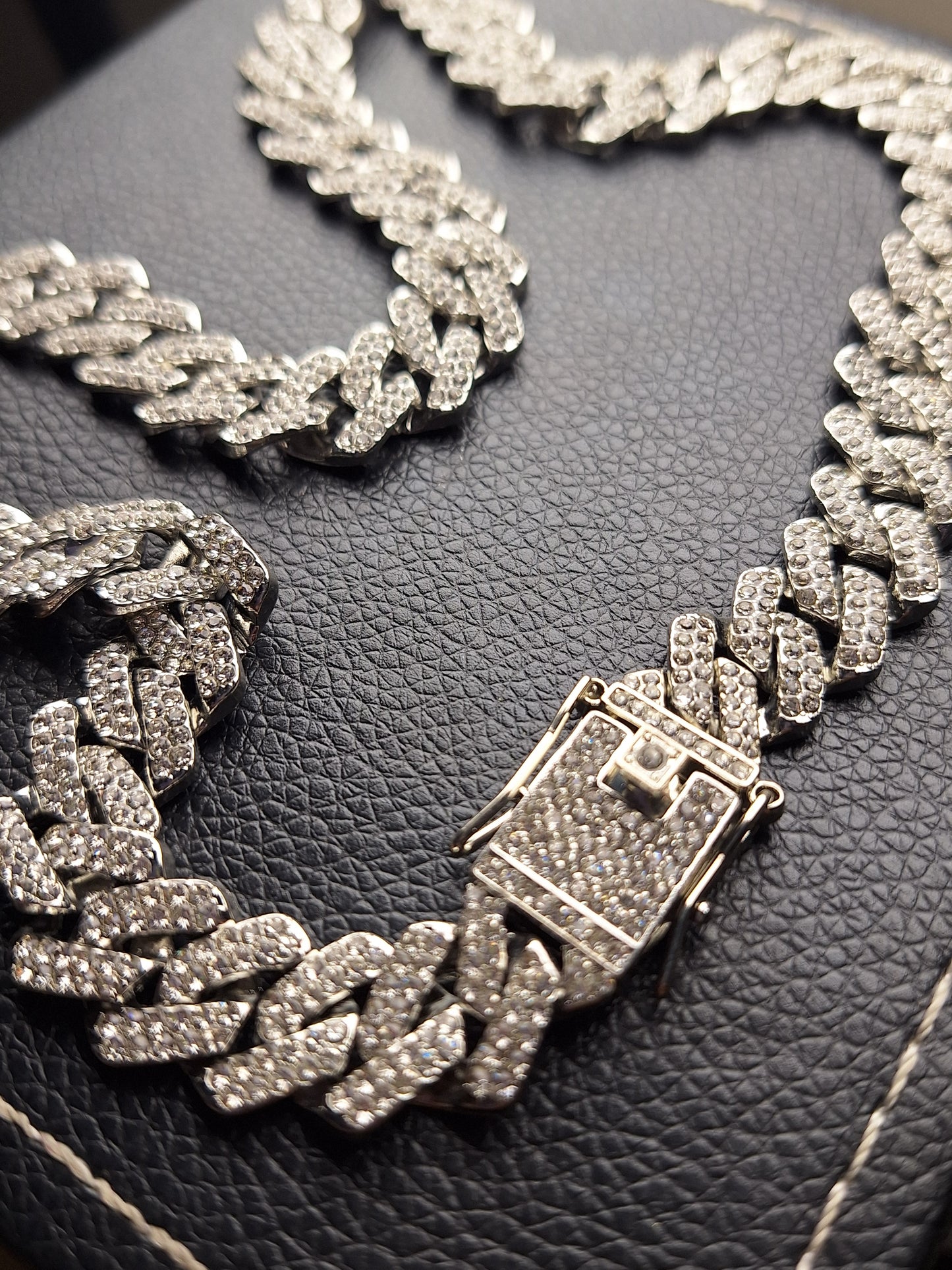 Silver Iced Out Miami Cuban Neck Chain